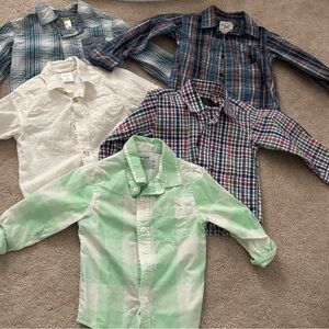 Plaid and Solid Kids Shirts Set